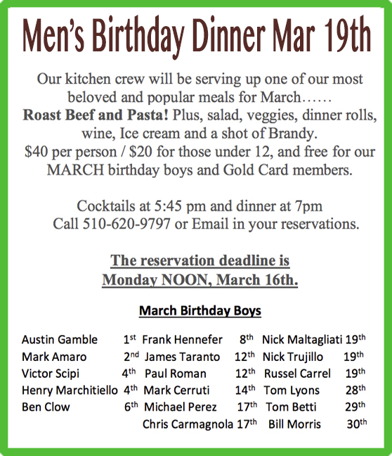 MARCH Birthday Dinner 2026